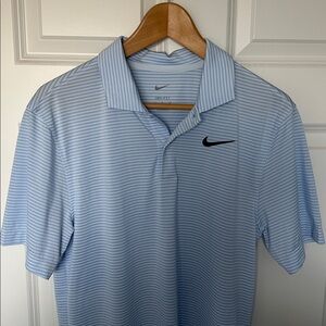 Nike Men's Sky Blue Striped Polo Shirt Baby Blue Golf Polo